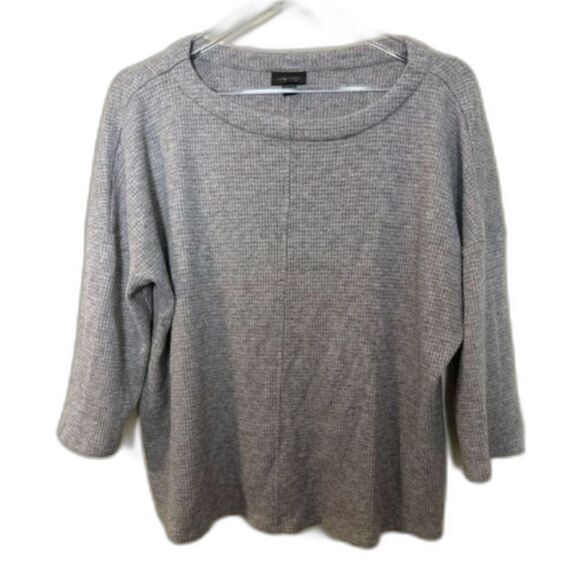 J. Jill Wearever Collection Boxy Drop Shoulder Top Sz Large Waffle Weave Gray - Picture 3 of 12